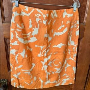 J. Crew Orange and Cream Pencil Skirt